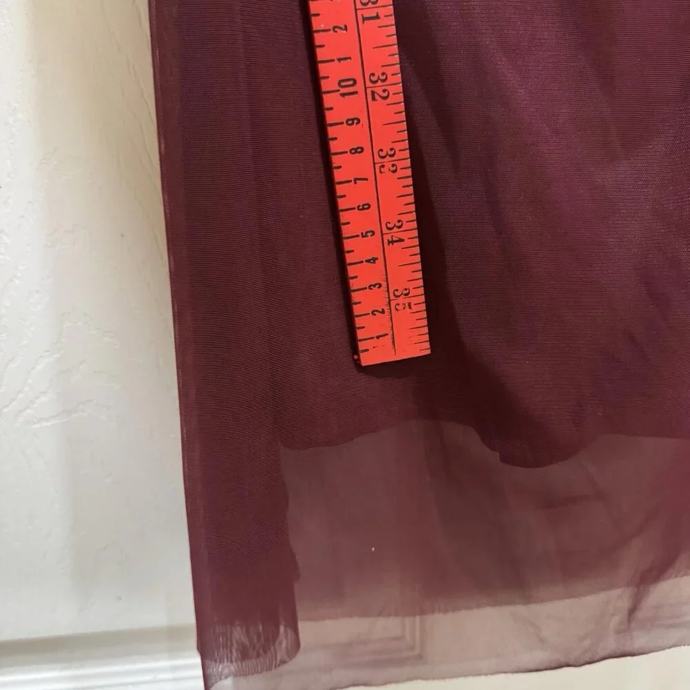 Women’s Wedding Formal Brunch Burgundy Long Dress Size Medium M Ruched Unbranded